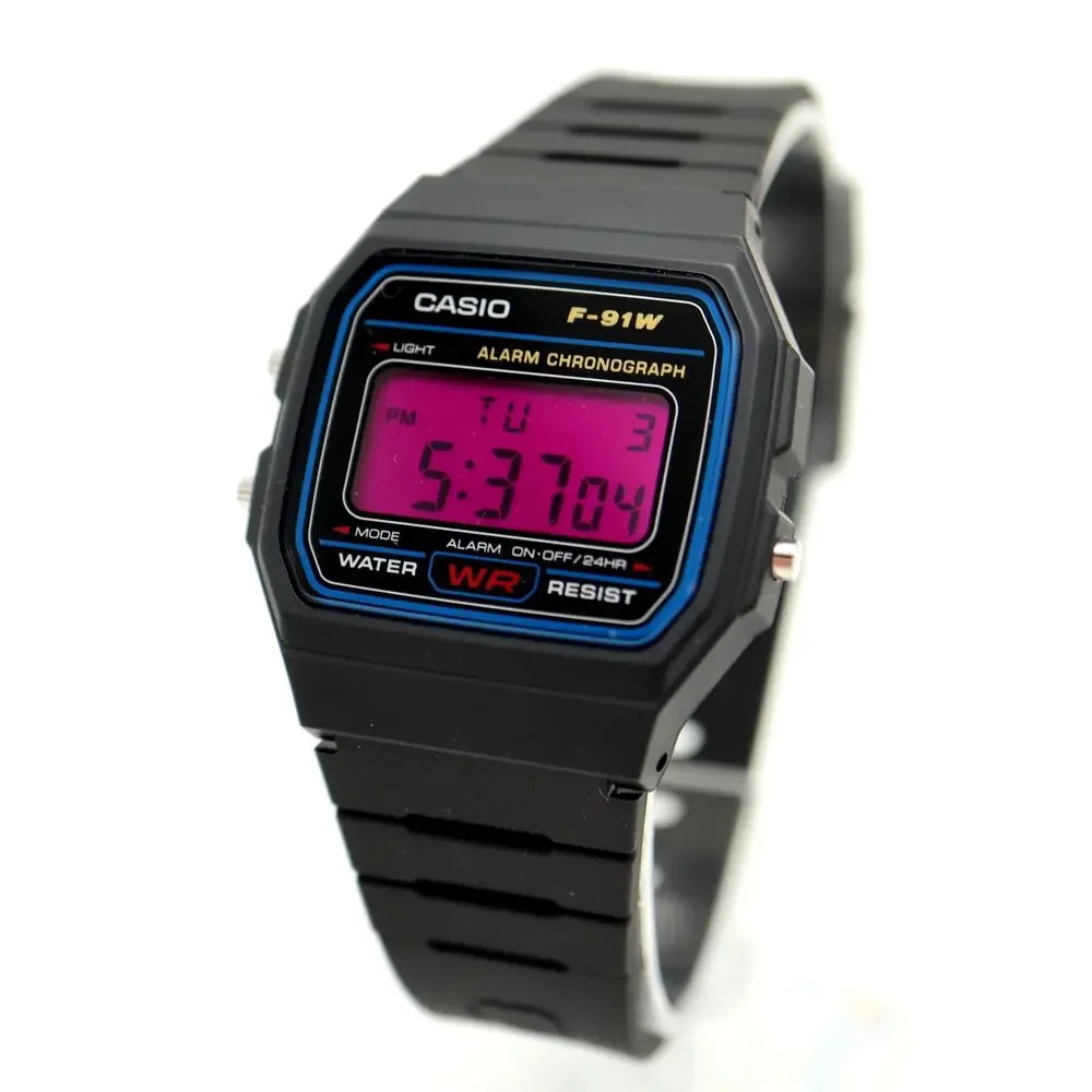 Casio F-91W Custom Mod UPGRADED BACKLIGHT Color Screen Purple Digital Watch